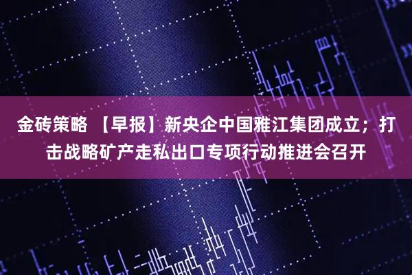 金砖策略 【早报】新央企中国雅江集团成立；打击战略矿产走私出口专项行动推进会召开